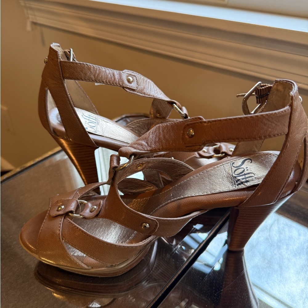 Italian Leather Tan Strappy Heels